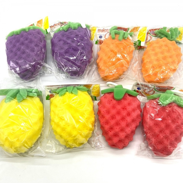 Cute Hot-sale 4 wonderful colors pineapple fruit shape body cleaning bath sponge /Kitchen Sponges