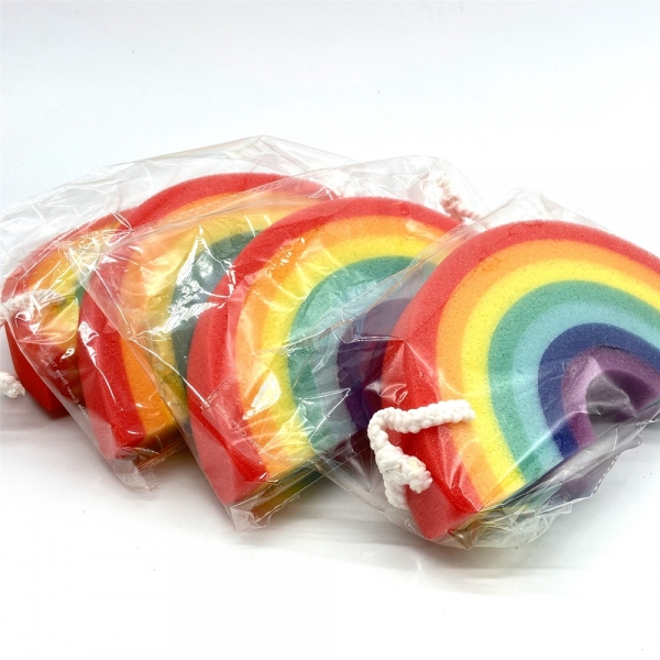 Top faith rainbow bridge colorful scouring bath foam pad sponge eco-friendly / kitchen cleaning/funny toy