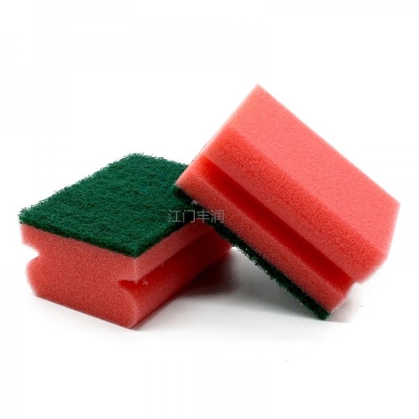 Red pitted kitchen cleaning sponge